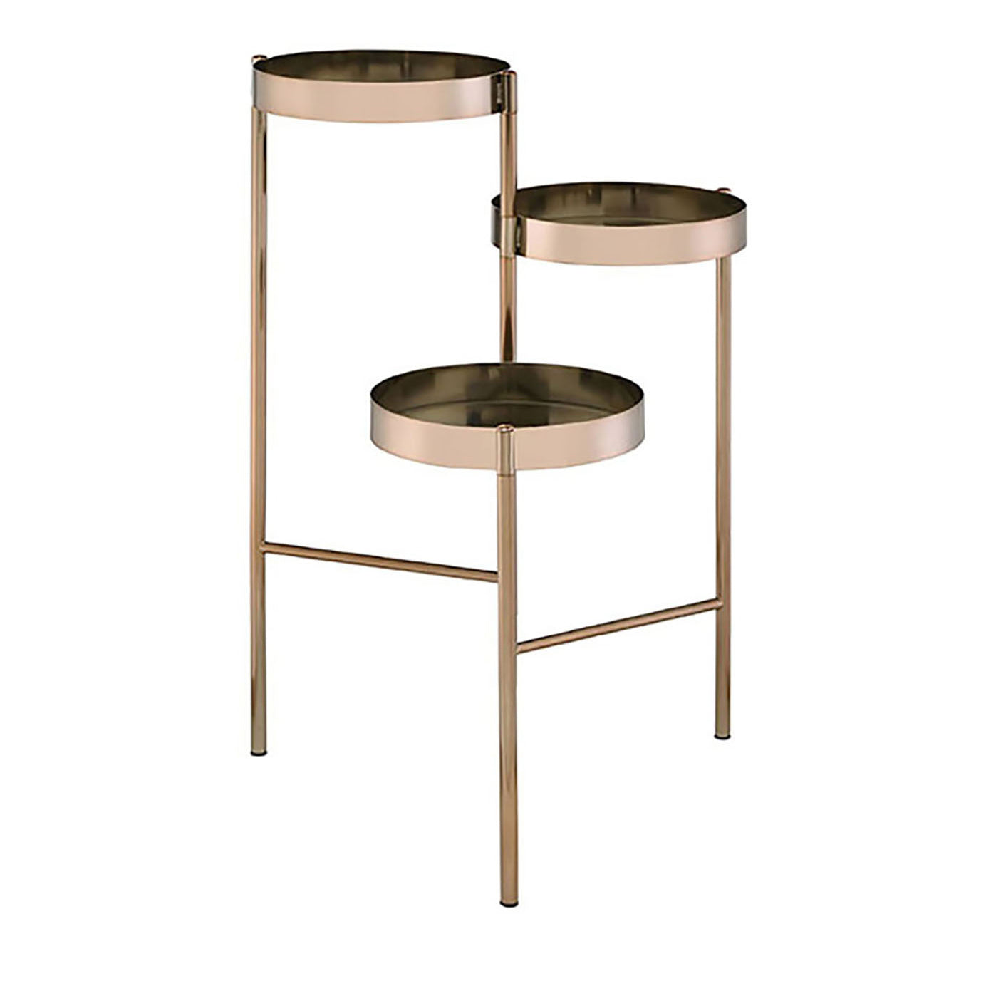 Gold Plant Stand With 3 Open Storage Compartment Gold Modern Metal