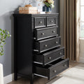 Modern 6 Drawers Dresser 6 Drawers Cabinet,Chest Of Drawers Closet Organizers And Storage Clothes Storage Drawers Cabinet For Living Room, Farmhouse Dresser Organizer Black Black Mdf