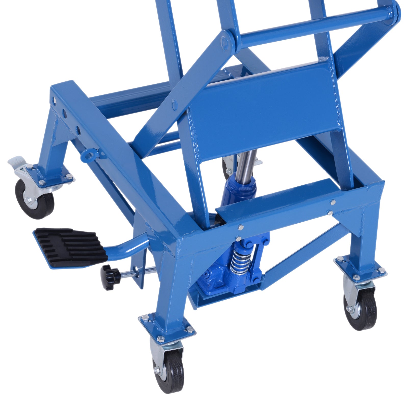 Durhand 300 Lbs Hydraulic Motorcycle Scissor Jack Lift Foot Step Wheels For Small Dirt Bikes Blue Steel