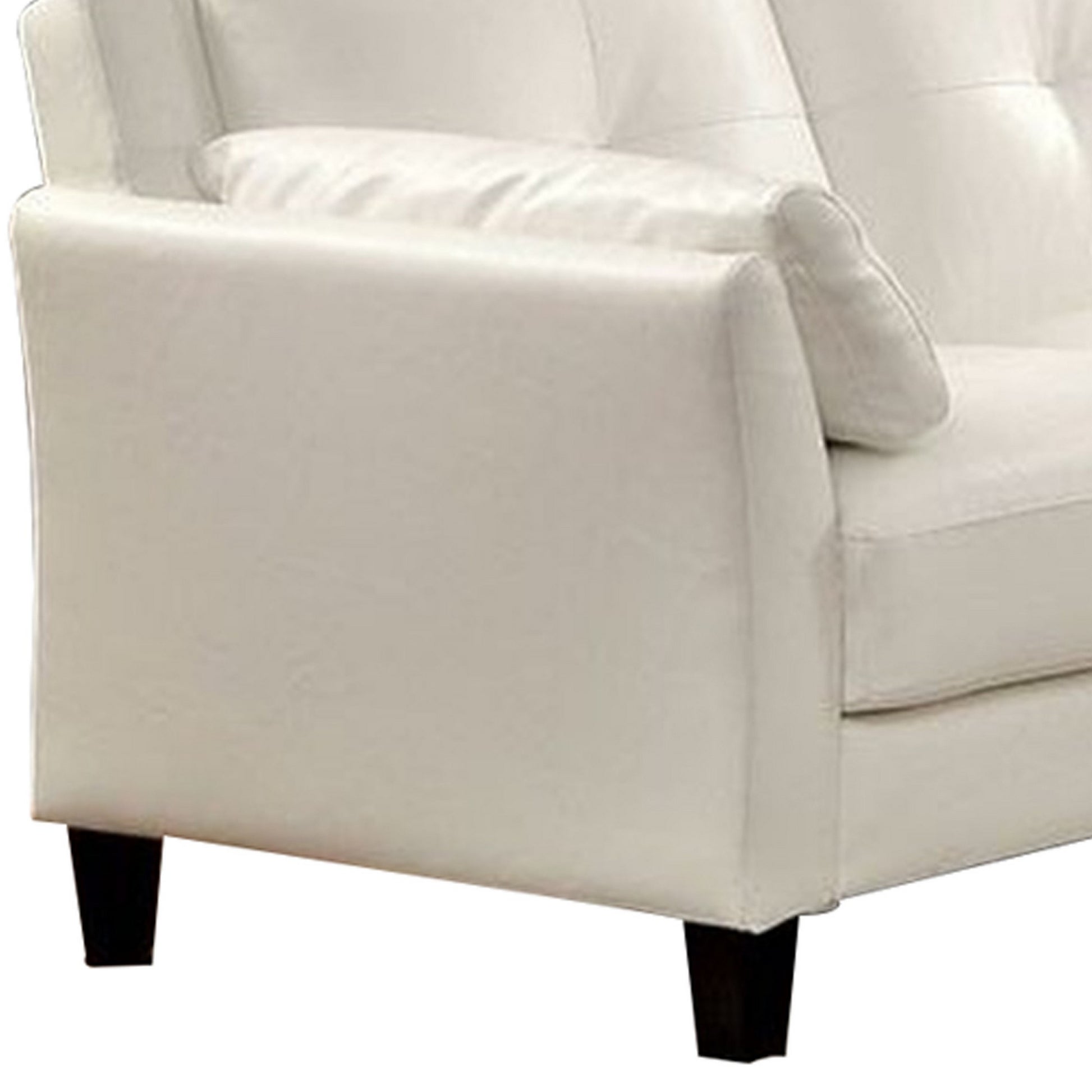 Sectional Sofa Withand Centre Tufted Stitching, White White Wood Fabric 6 Seat