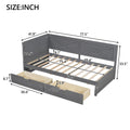 Twin Size Wood Daybed With 2 Drawers And Rustic Guardrail, Ancient Grey Expected Arrival Time: 8.28 Box Spring Not Required Twin Grey Wood Daybeds Solid Wood Mdf