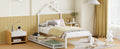 Twin Size Metal Platform Bed With Two Drawers,House Shaped Headboard Design, White Twin White Metal