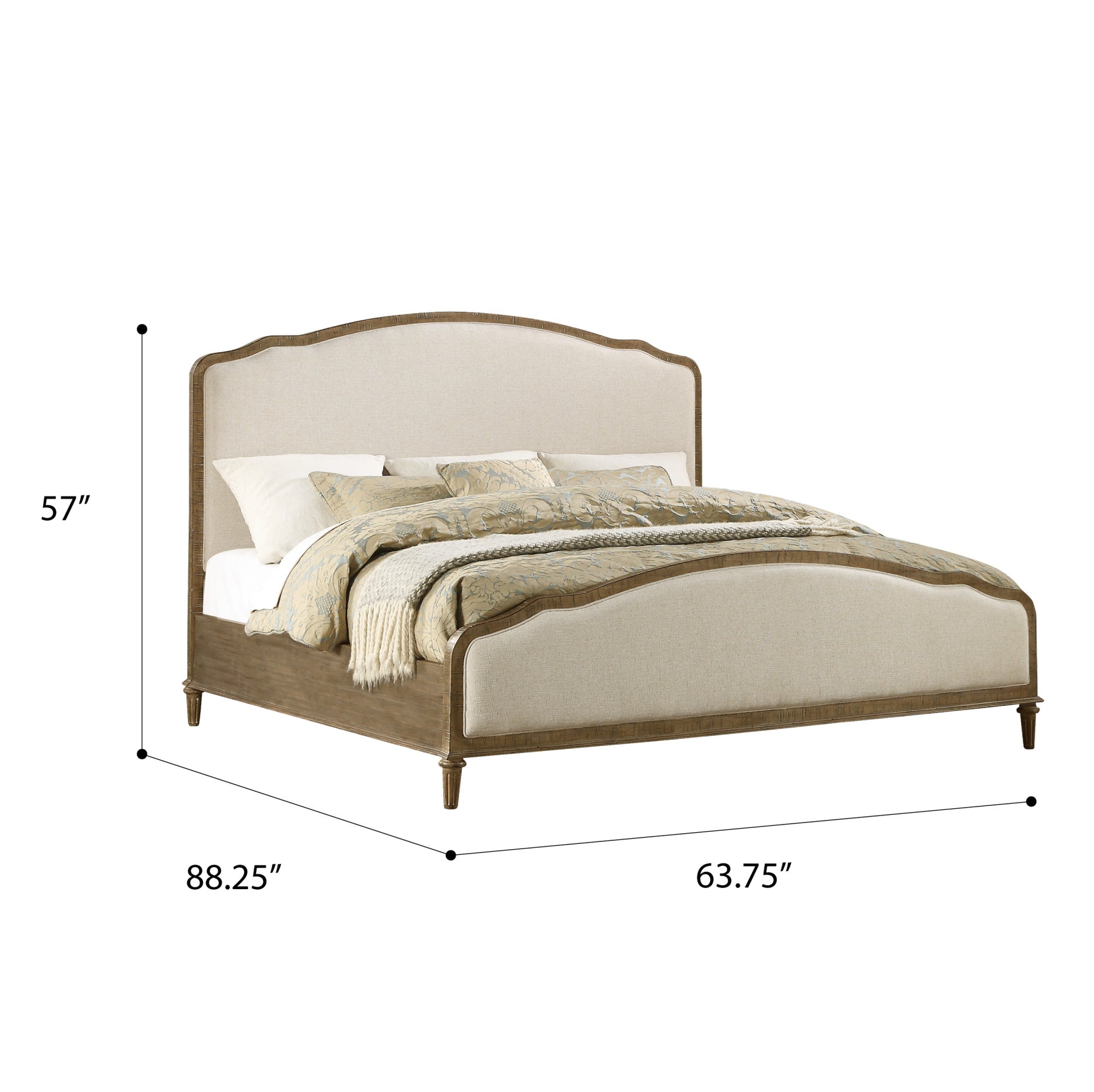 Ludin Brown Queen Upholstered Bed Queen Brown Foam Solid Wood