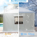 10'X12' Gazebo Cover For Hardtop Gazebos, Outdoor Universal Winter Gazebo Cover With Sidewalls And Mesh Windows, All Season Waterproof Enclosed Gazebo Cover, White White Polypropylene