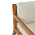 Outdoor Club Chairs With Cushions, 29'' H X 26.5'' W X 29'' D, Acacia Wood Teak Finish Beige Beige Acacia Wood