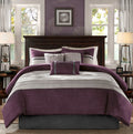 7 Pc Pieced Faux Suede Comforter Set Purple King King Purple Polyester
