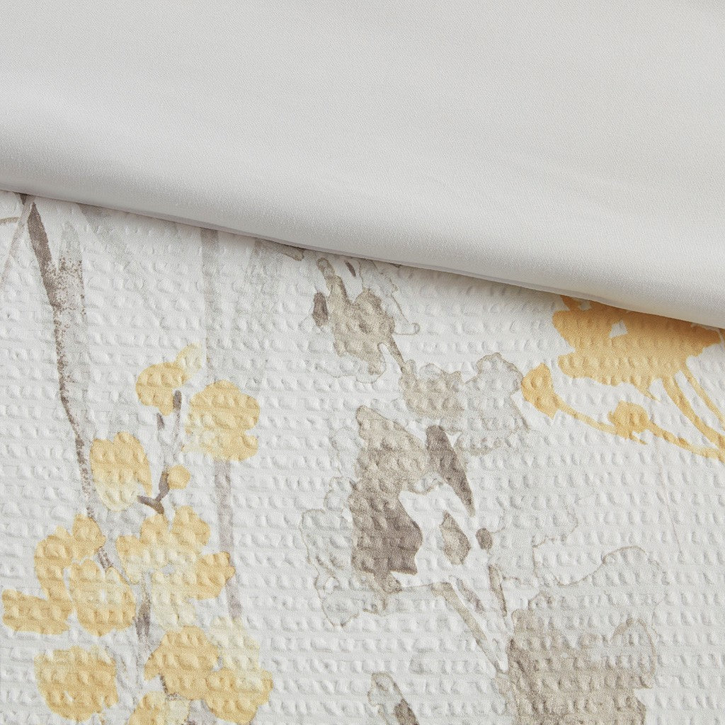 5 Piece Seersucker Comforter Set With Throw Pillows Yellow Full Queen Full Yellow Polyester