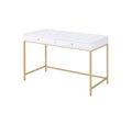 White High Gloss And Gold 2 Drawer Writing Desk White Gold White Drawer 2 Drawers Bedroom Modern White Wood Metal