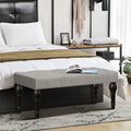 Ottoman Bench 4 Thickened Roman Column Feet French Upholstered Bedside Bench For Bedroom Living Room Entryway Gray Brown Linen Wood Bedroom Medium Soft Wood Rectangle Mdf