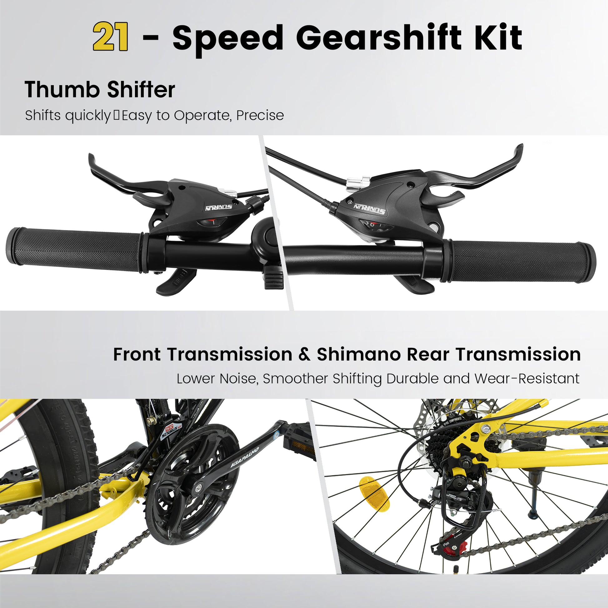 A26336 26 Inch Aluminum Frame Shock Fork Plus Shock Absorber 21 Speed Unisex Mountain Bike Black Steel