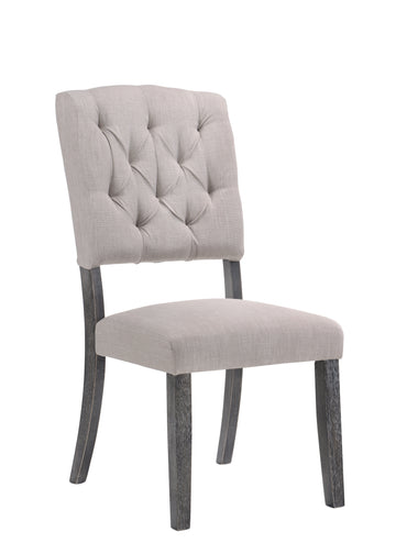 Bernard Beige Linen & Weathered Gray Oak Finish Side Chair Set Of 2 Beige,Gray Linen,Synthetic Wood