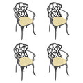 Cast Aluminum Patio Dining Chair 4Pcs With Black Frame And Cushions In Random Colors Yes Dining Set Black Rust Resistant Frame Water Resistant Cushion Garden & Outdoor Complete Patio Sets Aluminium