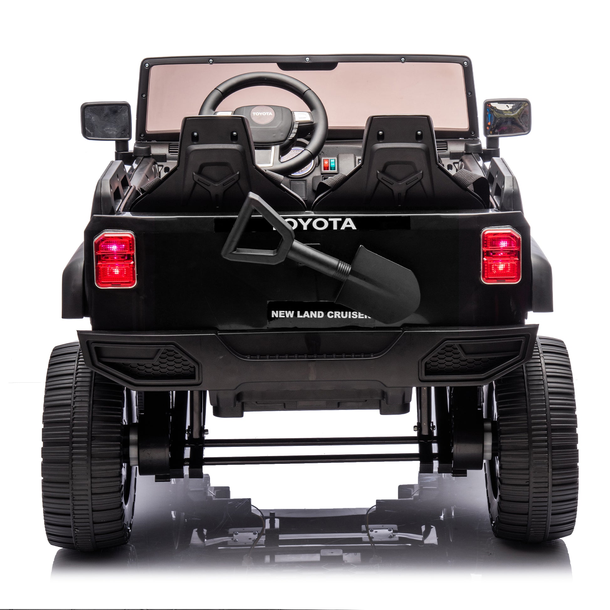 24V Two Seater Kids Ride On Car W Parents Remote Control, Licensed Toyota Lc250,110W Motors,With Shovel,Three Point Seat Belt,Slow Start,Speed Adjustment,Bluetooth,Music For Kids Aged 3 . Black Polypropylene