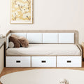 Twin Size Daybed With Three Drawers And Three Storage Compartments, Nature Beige Twin Beige Natural Mdf