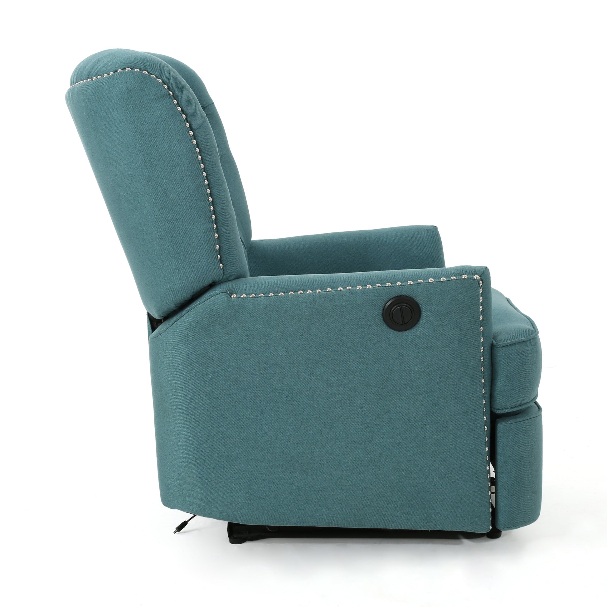 Indulge In Supreme Comfort: Electric Recliner Chair With Elegant Copper Accents And Soft Teal Upholstery Teal Fabric