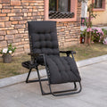 Outsunny Zero Gravity Chair, Folding Reclining Lounge Chair With Padded Cushion, Side Tray For Indoor And Outdoor, Supports Up To 264 Lbs., Black Black Steel