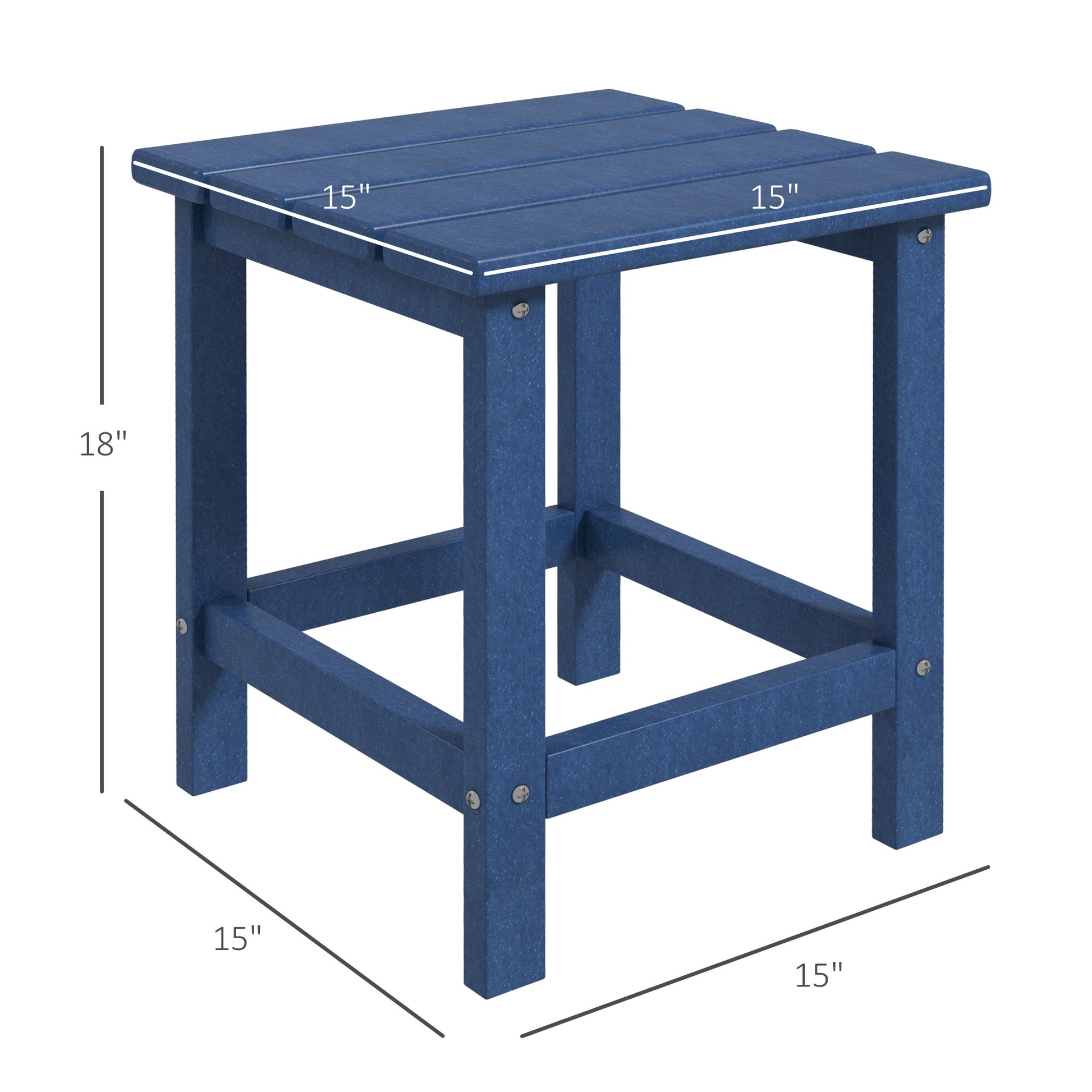 Outsunny Adirondack Side Table, Square Patio End Table, Weather Resistant 15" Outdoor Hdpe Table For Porch, Pool, Balcony, Blue Blue Hdpe