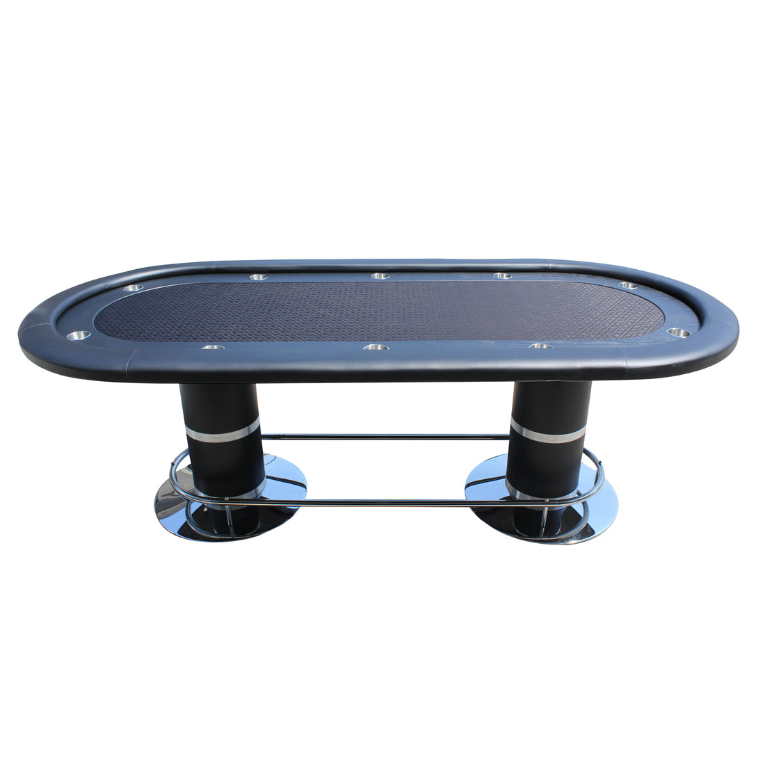 96" Poker Table 10 Player For Casino Game Texas Holdem Elite Oval Black Waterproof Felt With Racetrack Black Primary Living Space Modern Wood