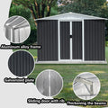 Outdoor Storage Garden Bike Shed 8X6 Feet Apex Roof Dark Grey With Aluminum Alloy Frame And Sliding Door Grey Garden & Outdoor Metal