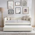 Daybed With Trundle Upholstered Tufted Sofa Bed, Twin Size, Boucle Fabric, Beige 83