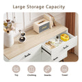 6 Drawer Dresser For Bedroom With Deep Drawers, Wood Dressers & Chest Of Drawers, Modern White Long Dressers For Closet Living Room, 47.2