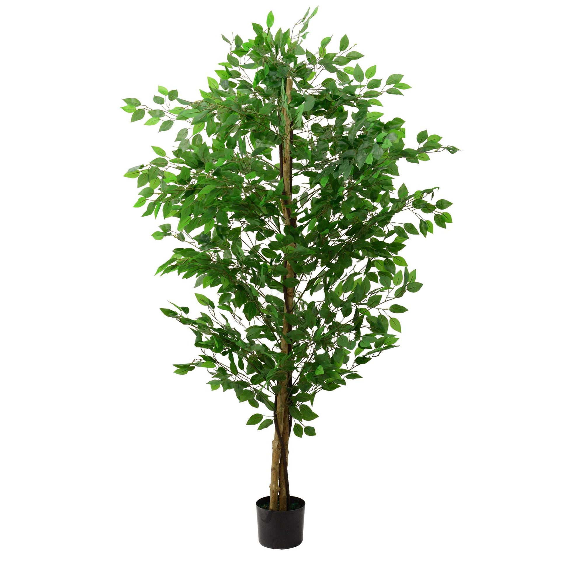 6Ft Ficus Tree Artificial, Realistic Texture Potted Faux Ficus Tree, Fake Trees Indoor Outdoor For Home Office Living Room Bedroom Foyer Porch Decor Green Plastic