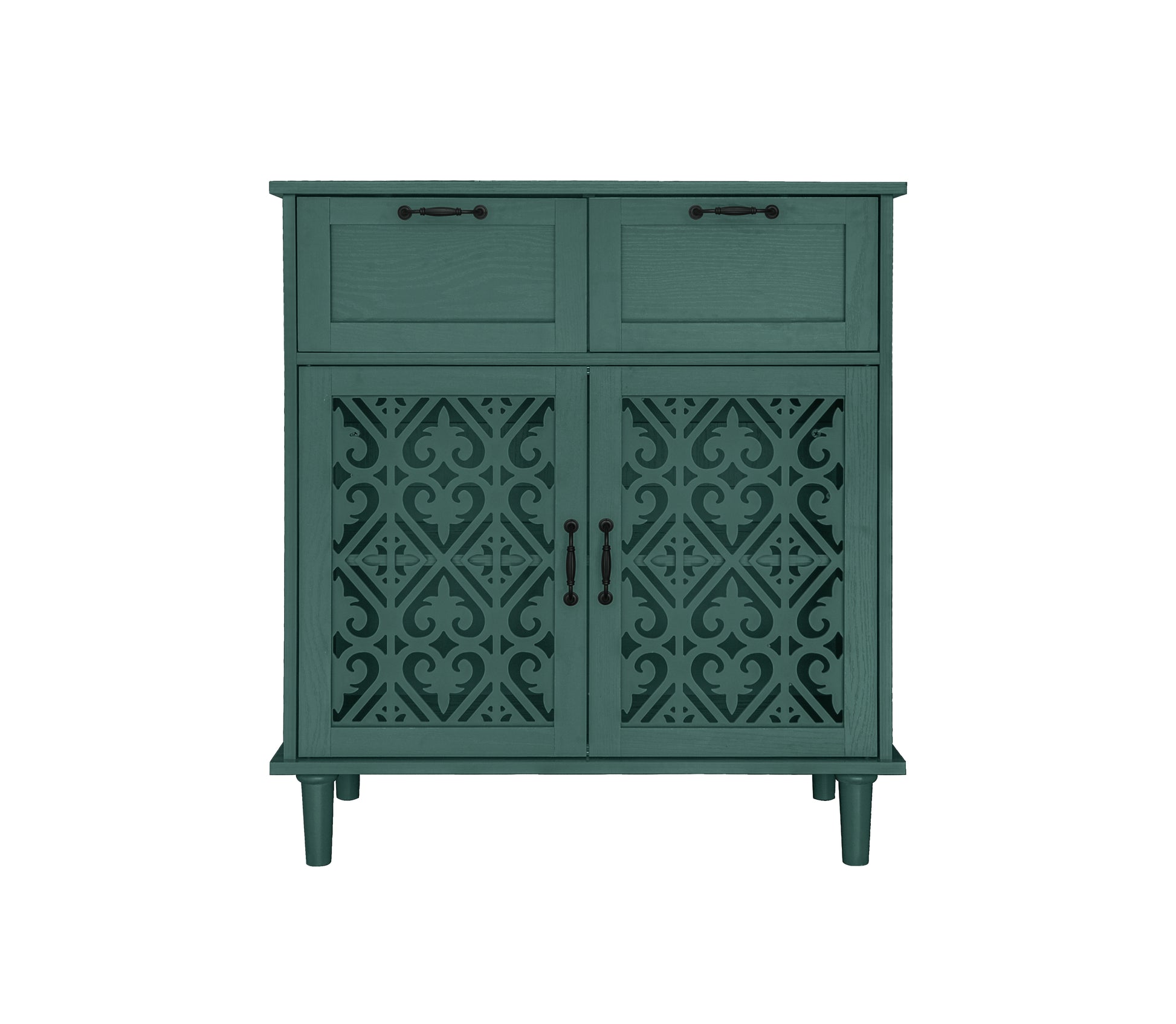 2 Door 2 Drawer Cabinet, American Furniture, Suitable For Bedroom, Living Room, Study Dark Green Mdf