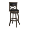 Curved Lattice Back Swivel Barstool Withseat, Gray And Black Black Solid Wood