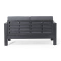 Acacia Wood Outdoor Loveseat And Coffee Table Set With Cushions, Dark Gray Yes Grey Seats 4 Sofa Seating Groups Foam Acacia Wood