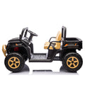 24V Xxxl Kids Ride On Utv W Parents Remote Control,Two Seater,Automatic Tipping Bucket,Rear Wheel Suspension,Slow Start,Portable Handle,Safety Belt,Led Light,Usb,Mp3,Bluetooth,Horn For Kids Aged 3 8. Black 50 99 Lbs Polypropylene