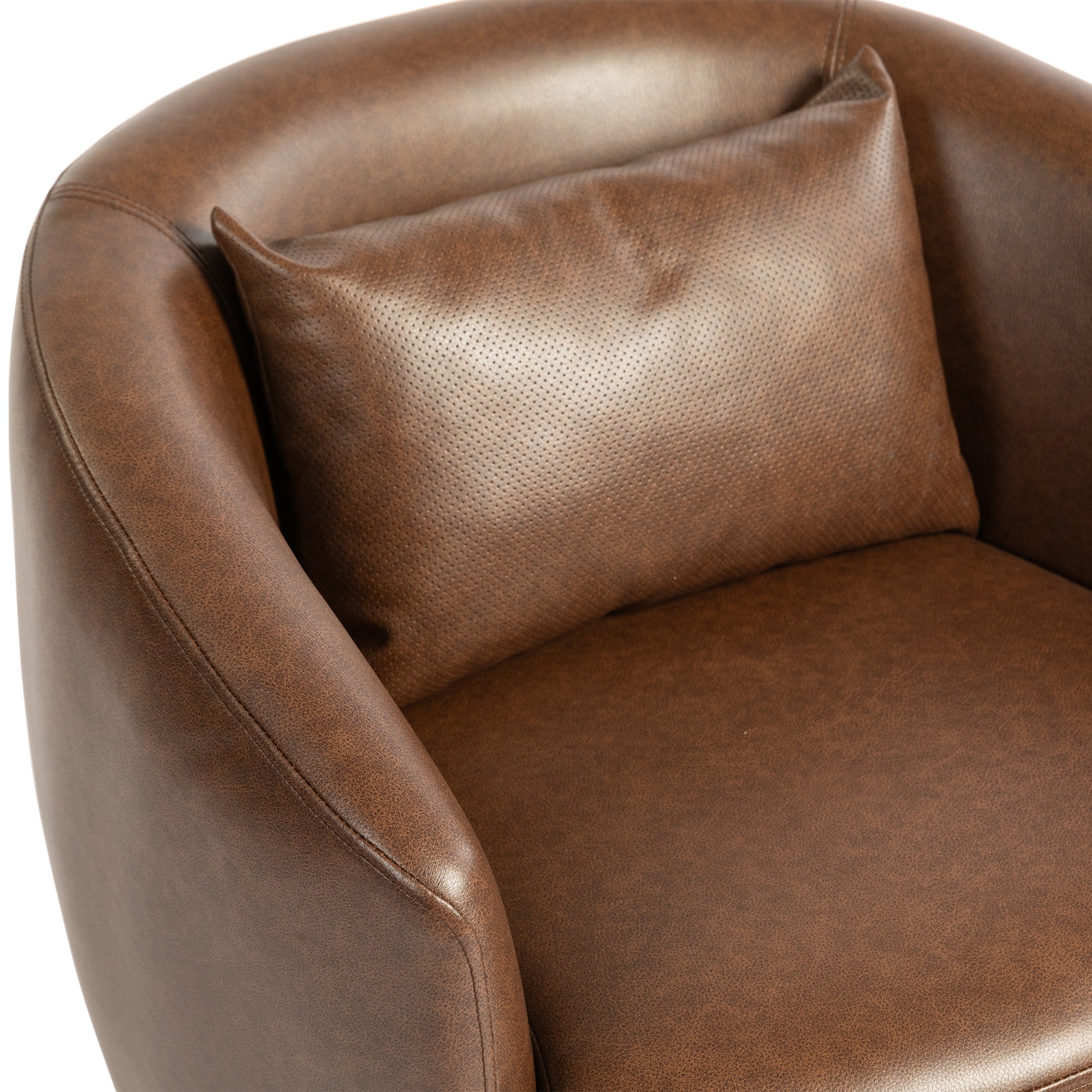Upholstered Swivel Barrel Armchair With Storage Modern Living Room Side Chair For Bedroom Office Reading Spaces Pu Dark Brown Dark Brown Foam Upholstered