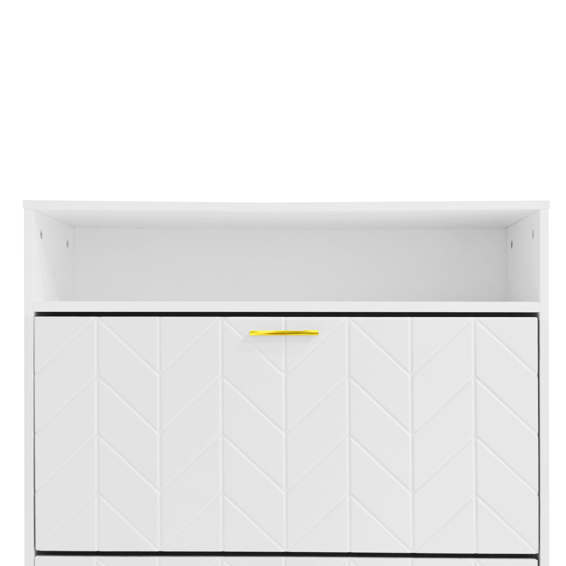 Shoe Cabinet With 2 Flip Drawers, And 2 Shelves, Modern Free Standing Shoe Rack For Heels, Boots, Slippers,Shoe Storage Cabinet For Entryway, Hallway, Living Room, White White Mdf