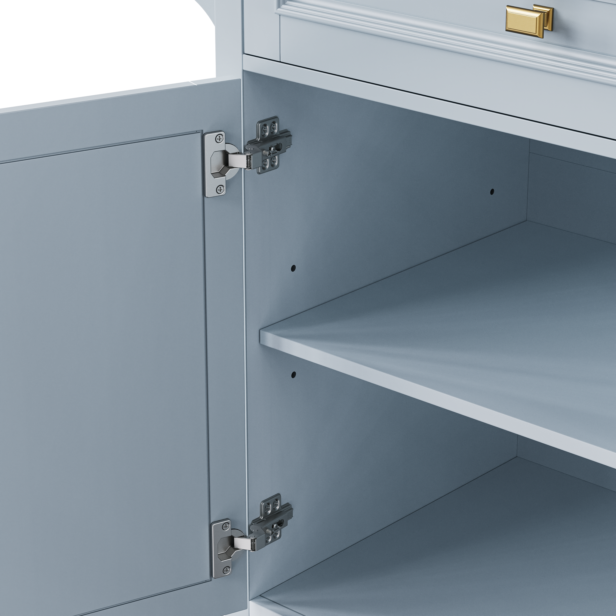 K&K 52'' Kitchen Island With Drop Leaf, Embossed Texture Kitchen Island On Wheels With Spice Rack, Towel Rack, 2 Doors And 5 Drawers, Kitchen Storage Cart With Adjustable Shelf For Kitchen, Blue