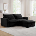 Sectional Sofa Comfy Corduroy Couch For Living Room With Pillows And Round Armrests, Modern Corduroy Sofa Sleeper Deep Couches With Storage Ottoman Black, 2 Seat Black Corduroy 2 Seat