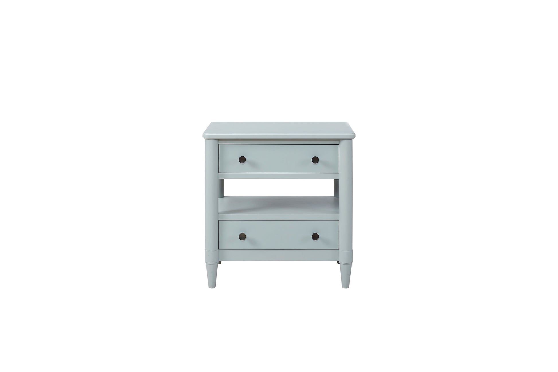 Open Nightstand Ocean Finish With 2 Drawers Light Blue Solid Wood Mdf