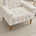 Mirod Classic Biscuit Style Accent Chair Comfortable Armrests, Soft Fabric, Elegant Solid Wood Legs With Gold Finish, Easy Assembly Beige Boucle