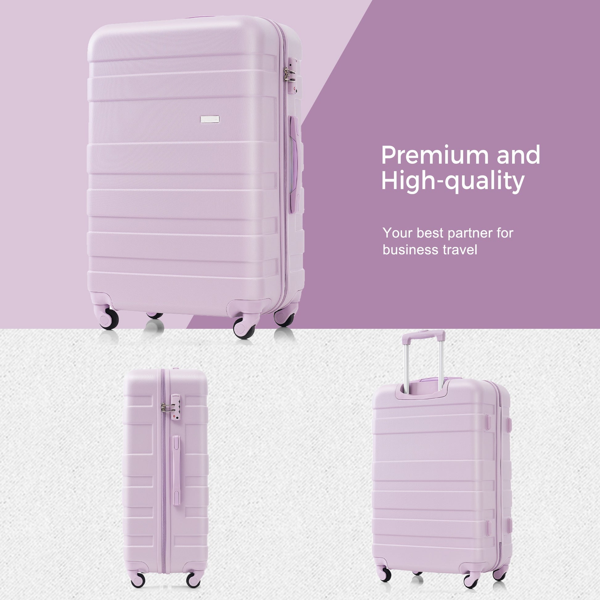 Luggage Sets Model Abs Hardshell 3Pcs Clearance Luggage Hardside Lightweight Durable Suitcase Sets Spinner Wheels Suitcase With Tsa Lock 20''24''28'' Purple Purple Abs