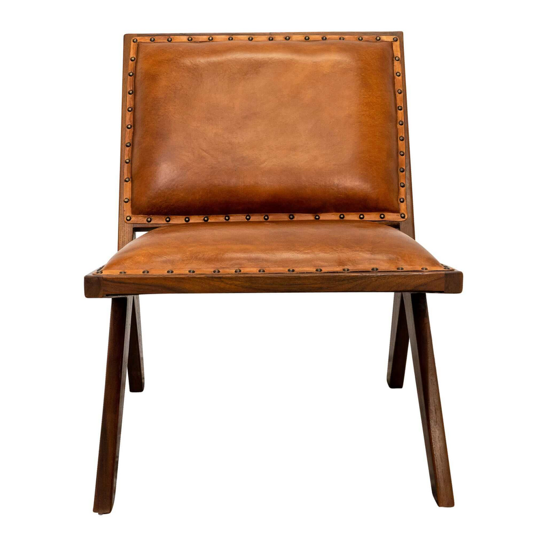 Colin Tan Leather Lounge Chair Brown,Tan Brown Mid Century Modern Walnut Foam Abs,Genuine Leather,Solid Wood