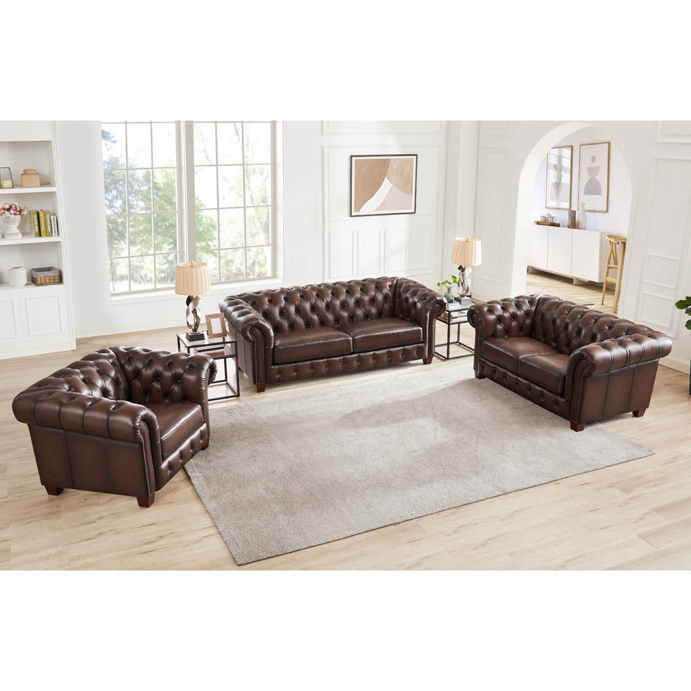 Versailles Leather Chair Caramel Down Filling Genuine Leather