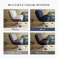 360 Swivel Accent Chair, Modern Chenille Lounge Chair With Faux Leather And Black Metal Base Frame, Comfortable Reading Chair For Small Spaces, Living Room, Bedroom, Reading Corner, Office,Light Gray Black,Light Gray Brown Primary Living Space Art