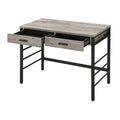Light Weathered Oak And Black Writing Desk With 2 Drawers Black Brown Office Oak Wood Metal