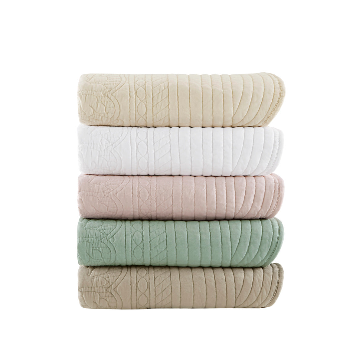 Oversized Quilted Throw With Soped Edges Seafoam 60X72" Seafoam Microfiber