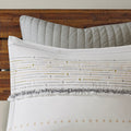 Cotton Printed Comforter Set With Trims Off White Gray Full Queen Queen Off White Gray Cotton