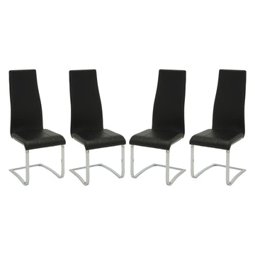 Set Of 4Upholstered Dining Side Chairs, Black Solid Black Dining Room Dining Chairs Set Of 4 Or More Faux Leather,Metal