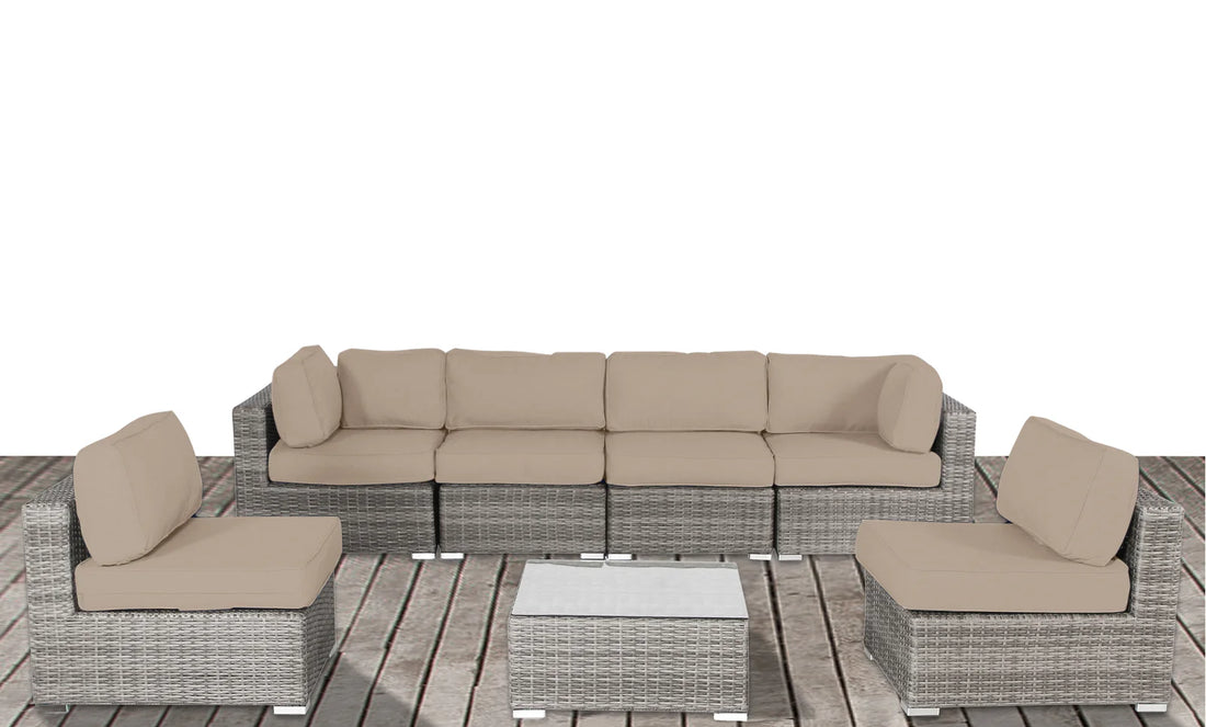 Luxury Outdoor Patio Sofa Set With Cushions All Weather Wicker Furniture For Garden, Backyard, Or Poolside Lounge Durable, Modern Design Grey Wicker