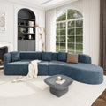 Modern Large 2 Piece Sectional Sofa With 3 Pillows,For Living Room, Bedroom Blue Polyester 2 Seat