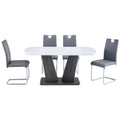 Dining Table Set For 4 6, 5 Piece Dining Table Set, Faux Marble Table Top And Modern Design Mdf Base With 4 Pu Leather Ergonomic Dining Chairs Metal Grey White Modern Mdf Metal