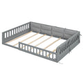 Wood Full Size Upholstered Platform Bed With Guardrail And Pillow, Gray Box Spring Not Required Full Gray Wood Bed Frame Solid Wood Mdf