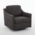 Dark Grey 360 Degree Swivel Rotating Accent Chair With Usb And Magazine Book For Living Room And Hotel Bed Room,Upholstered Accent Chair With Cooper Nail Dark Grey White Primary Living Space American Design,Classic,Modern Pine Foam Wood Fabric