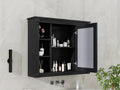35'' X 28'' Wall Mounted Bathroom Storage Cabinet, Medicine Cabinet, Modern Bathroom Wall Cabinet With Mirror, Mirror Cabinet With 6 Open Shelves Not Include Bathroom Vanity Black 1 Mirror Included